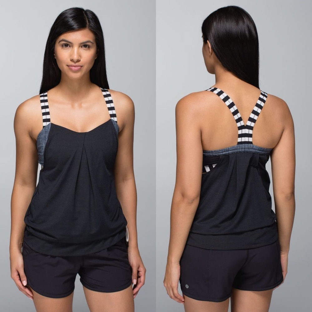 Lululemon Rest Less Tank Burlap Texture Black Dune / Apex Stripe - Picture 9 of 11